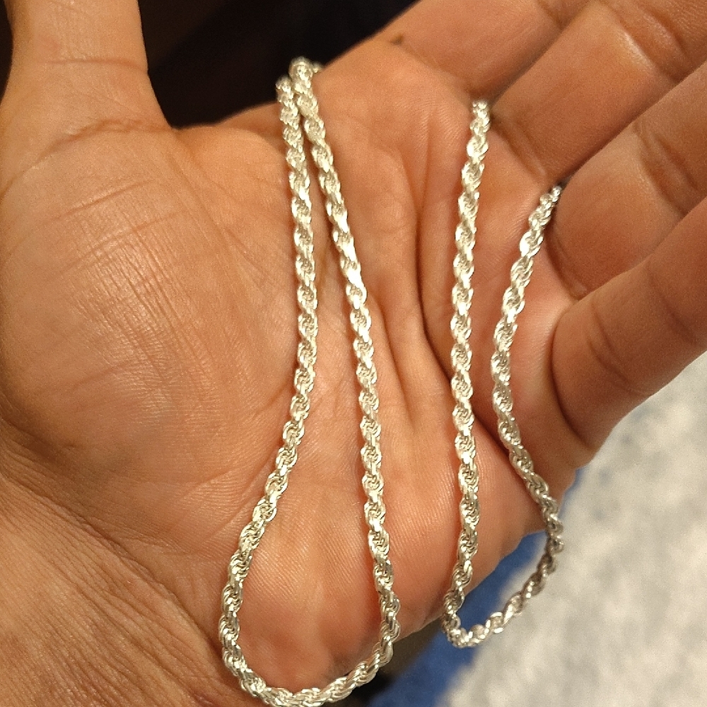 Silver Rope Chain Necklace - Silver - Picture 3 of 5